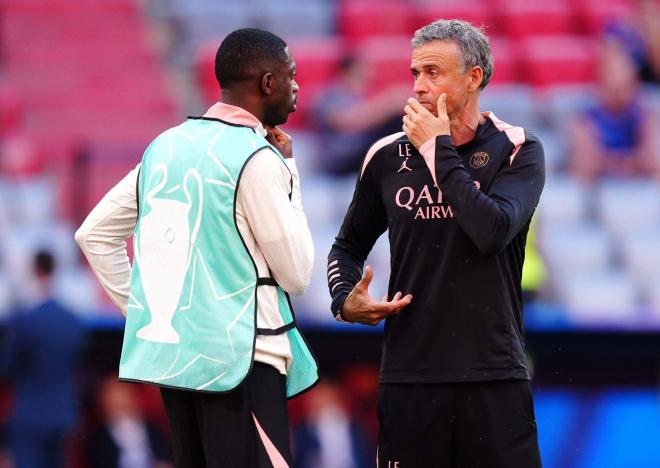 Dembélé y Luis Enrique en el entrenamiento previo a la final de la Champions 2025 (Foto: Cordon P