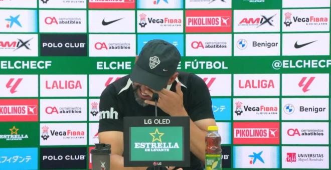 Éder Sarabia rompe a llorar en sala de prensa (Imagen: Elche CF).
