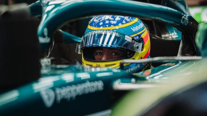 Fernando Alonso, en el Gran Premio de España en Montmeló (Foto: Aston Martin).
