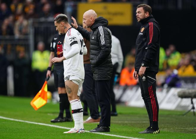 Antony y Ten Hag, en el Manchester United (Foto: Cordon Press).