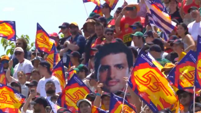 La grada de Carlos Sainz, a rebosar en el Gran Premio de España (Foto: F1).
