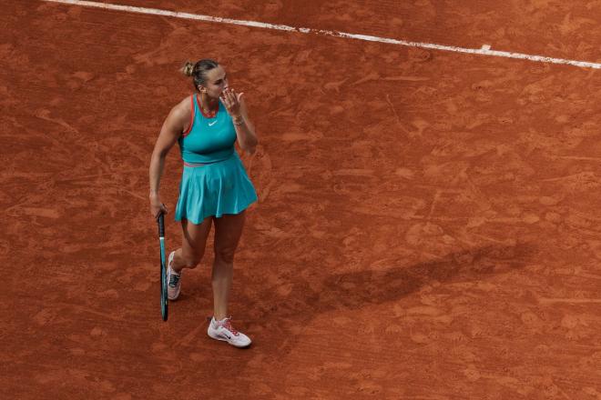 Aryna Sabalenka, en un partido de Roland Garros (FOTO: Europa Press).