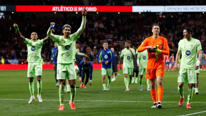 El Barça celebrando en el Metropolitano (Cordon Press)