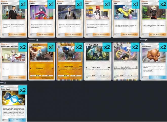 El mazo repleto de cartas de partidario para hacer combo con Silvally.