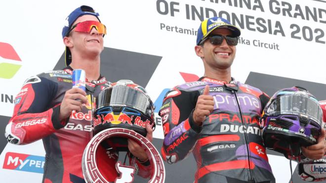 Jorge Martín y Pedro Acosta, en el Gran Premio de Indonesia de 2024 (Foto: Red Bull).