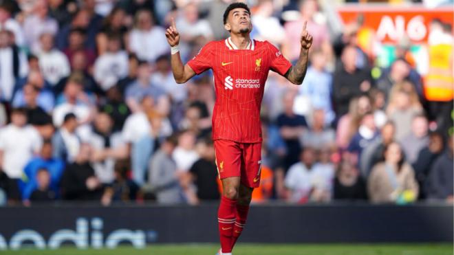 Luis Díaz celebrando un gol con el Liverpool (Cordon Press)