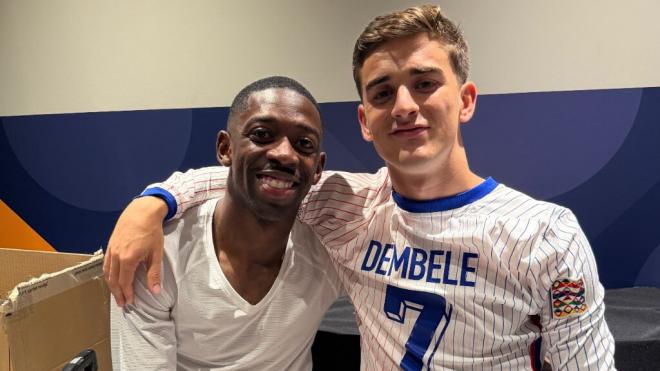 Gavi y Dembélé tras el España - Francia (Instagram: @pablogavi)