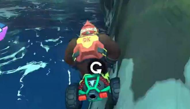 Donkey Kong en el uso del Rewind en Mario Kart World.