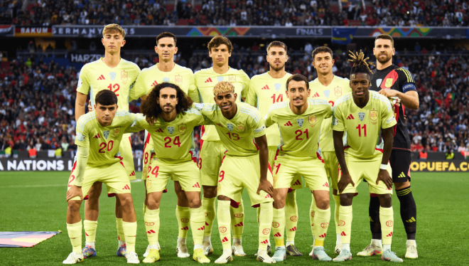 El once de España ante Portugal en la final de la Nations League (Foto: SeFútbol).