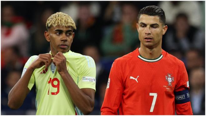 Lamine Yamal y Cristiano Ronaldo. (Foto: EFE)