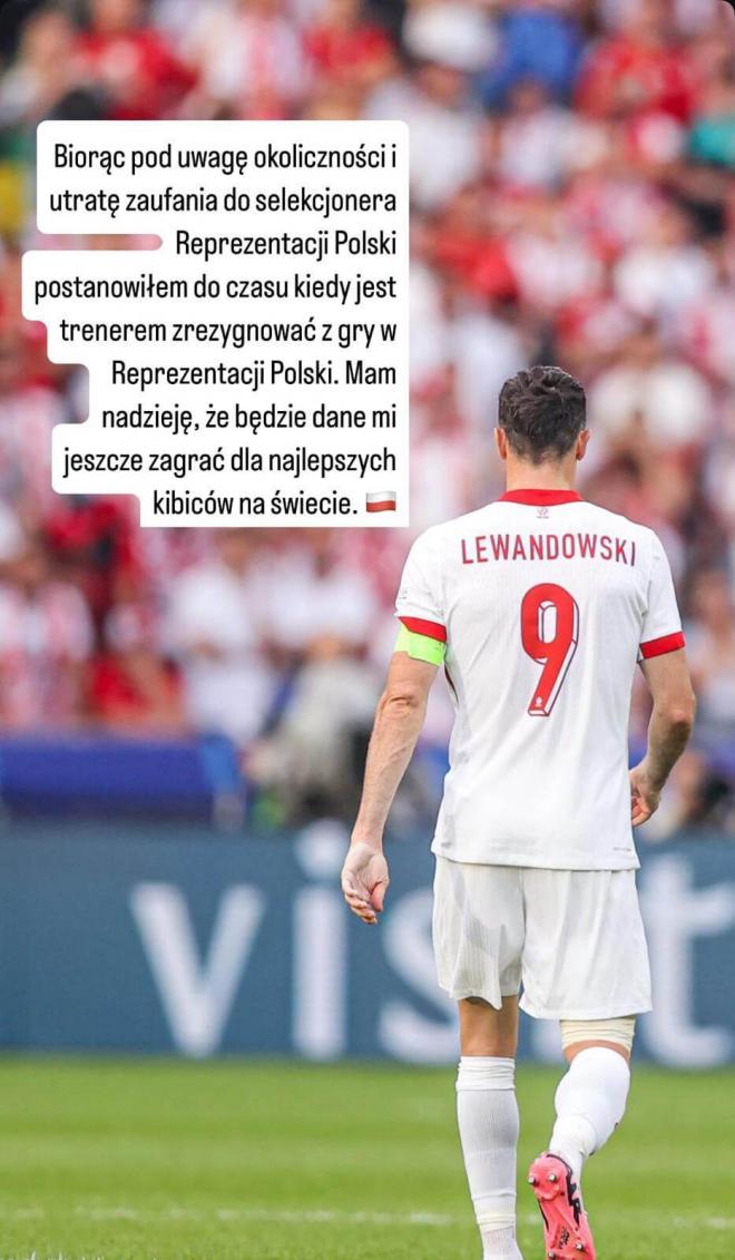 El mensaje de Lewandowski en sus redes (Instagram: @_rl9)