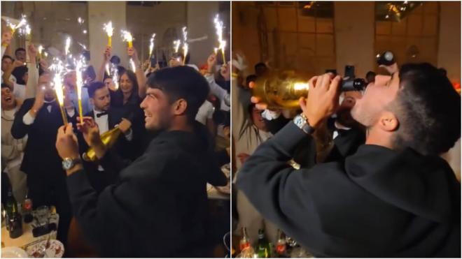 La fiesta de Carlos Alcaraz tras ganar Roland Garros (Fuente: redes sociales)