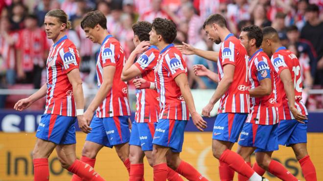La plantilla del Atlético de Madrid durante un partido (Fuente: Cordon Press)