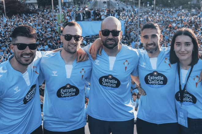 El cuerpo técnico de Claudio Giráldez celebra la clasificación a Europa (Foto: RC Celta).