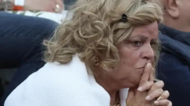 Siglende, madre de Sinner, durante el partido contra Carlos Alcaraz (redes sociales)