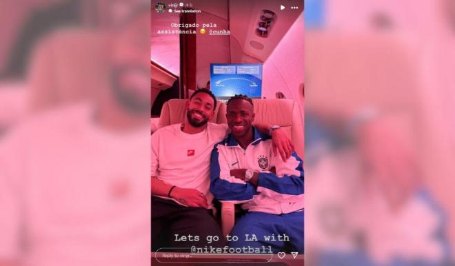 Vinicius Jr viajando a Estados Unidos (Foto: Intagram)