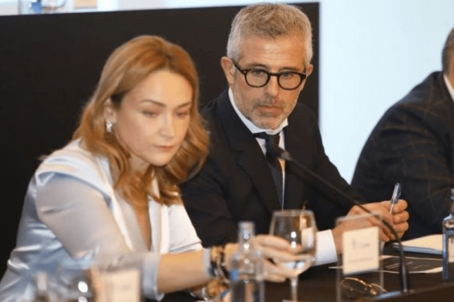 Marián Mouriño y José Gainzarain en la Junta de Accionista del Celta (Foto: 2playbook).