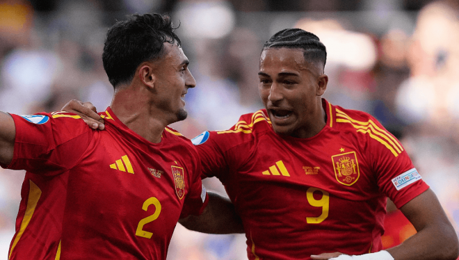 Los jugadores de España celebran un gol ante Eslovaquia (Foto: RFEF).
