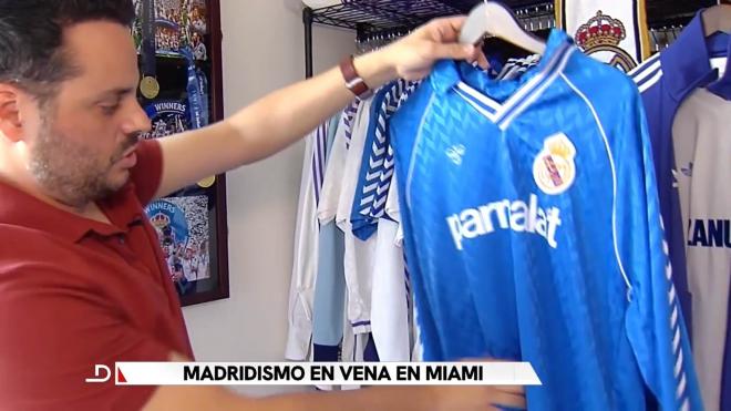 Colección de camisetas del Real Madrid en Miami.