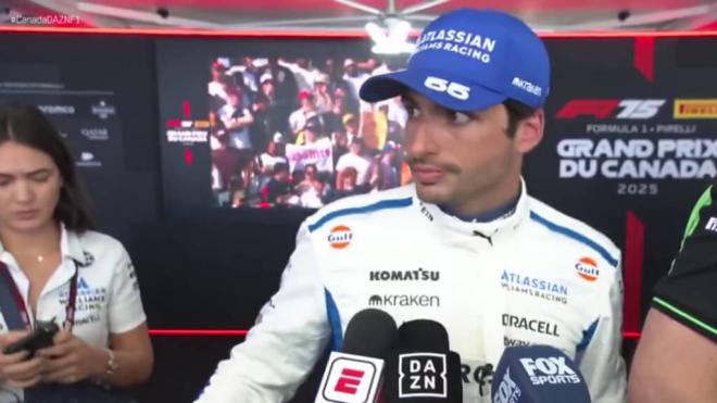 Carlos Sainz hablando de lo sucedido con Hadjar en la clasificación del GP de Canadá (DAZN)