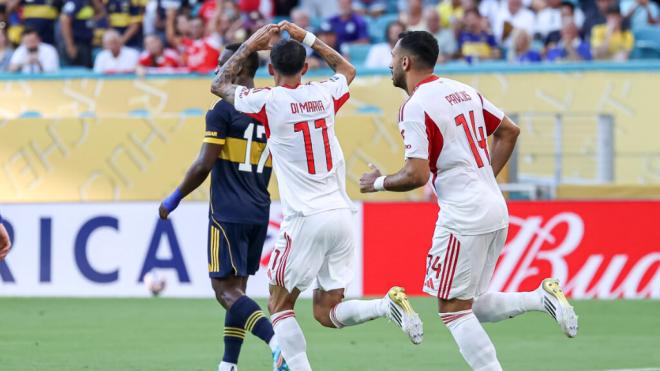 Di María celebrando su gol contra Boca Juniors (Fuente: Cordon Press)