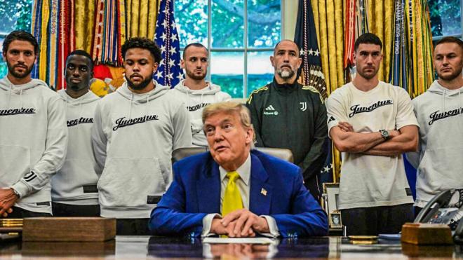 Los jugadores de la Juventus visitan el Despacho Oval de Trump (Foto: X)