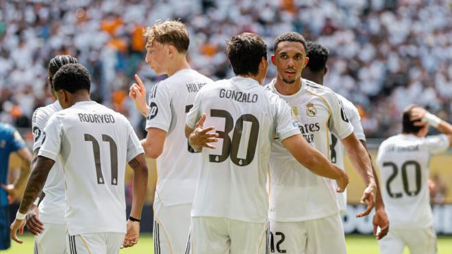 Gonzalo García, durante el partido del Real Madrid en el Mundialito (Foto: Real Madrid).