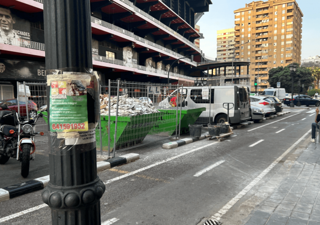 Obras espacio Nou Mestalla en la avenida Suecia