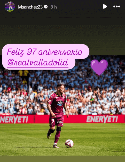 Iván Sánchez felicita al Real Valladolid (Foto: Instagram).
