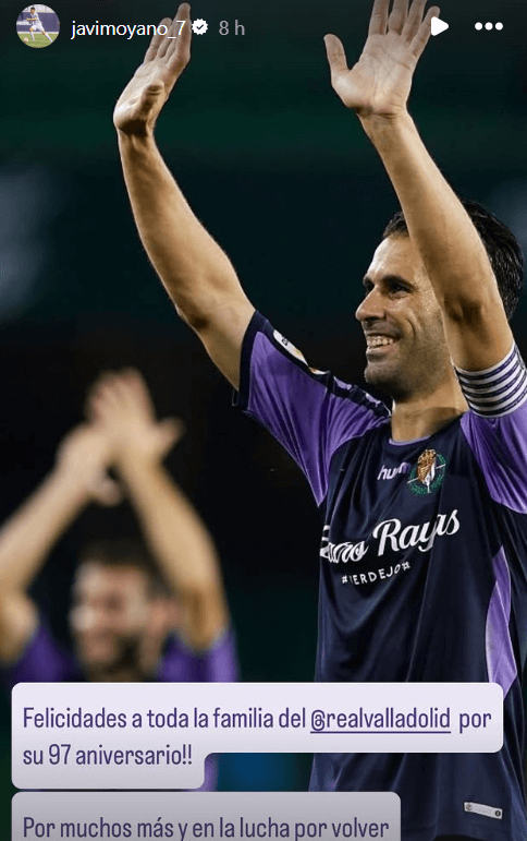 Javi Moyano felicita al Real Valladolid (Foto: Instagram).