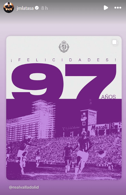 Juanmi Latasa felicita al Real Valladolid (Foto: Instagram).