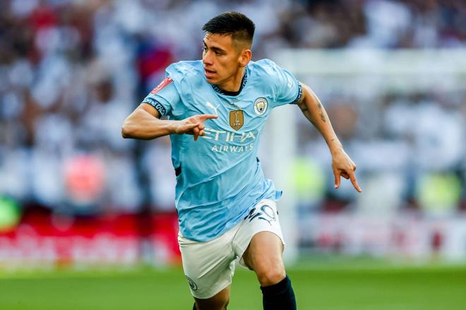 Claudio Echeverri, durante la final de la FA Cup con el Manchester City (Foto: Cordon Press).