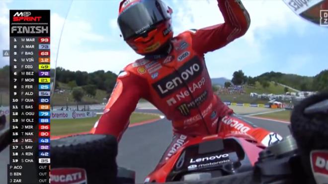 Marc Márquez, ganador de la 'sprint' del GP de Italia (Foto: DAZN).