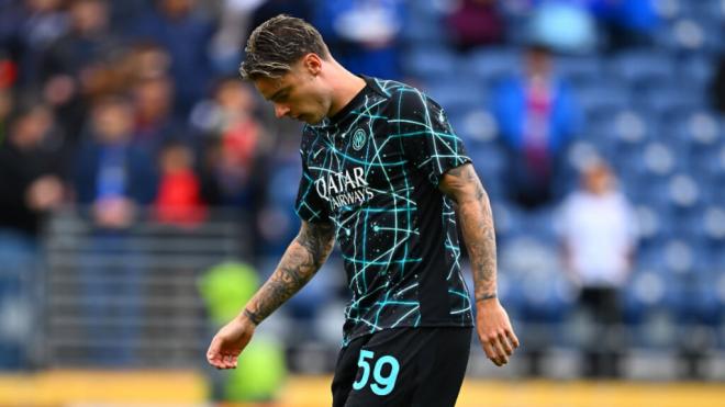 Nicolas Zalewski, en la previa del Inter Milán - Utawa (foto: Inter X)