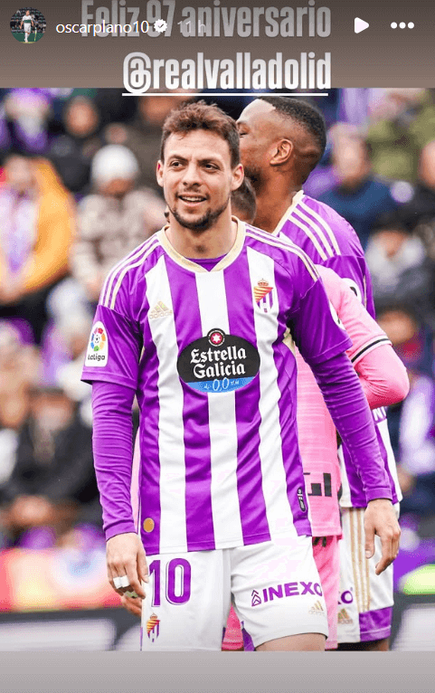 Óscar Plano felicita al Real Valladolid por su 97 aniversario (Foto: Instagram).