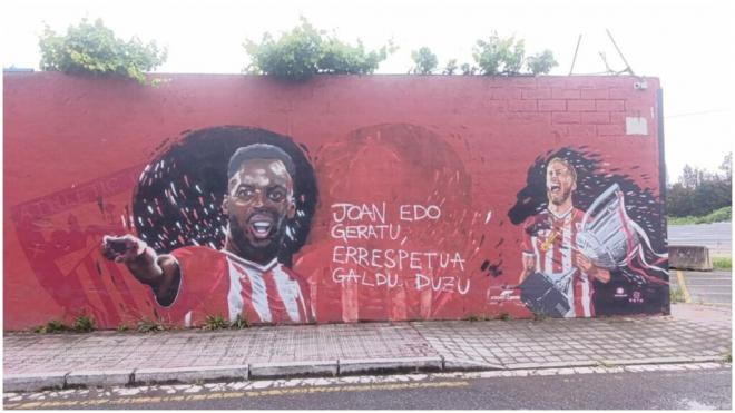El mural de Barakaldo con la cara de Nico Williams distorsionada. (Foto: X)