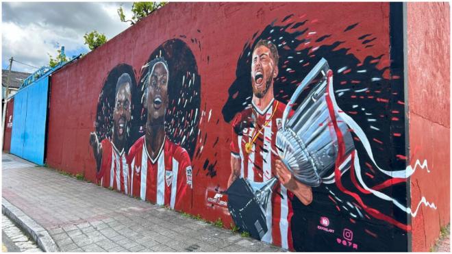 El mural en homenaje al Athletic en Barakaldo. (Foto: X)
