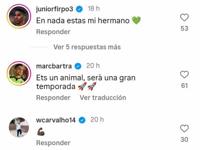La respuesta de Junior Firpo a Marc Roca.