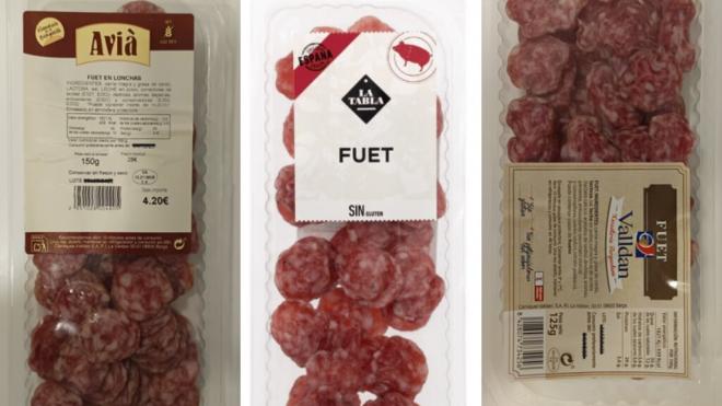 Fuet loncheados afectados por la presencia de Salmonella (Foto: AESAN)