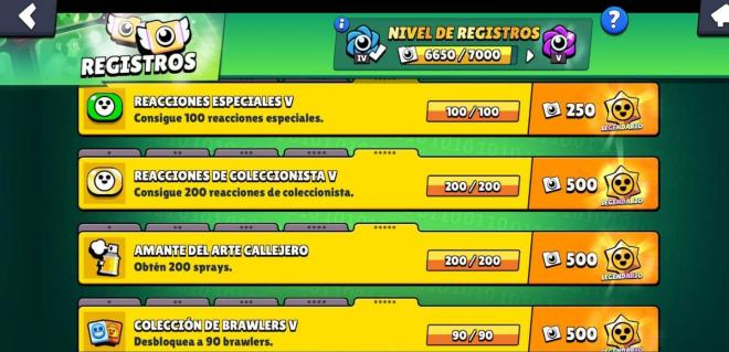 Las recompensas de los nuevos Registros en Brawl Stars