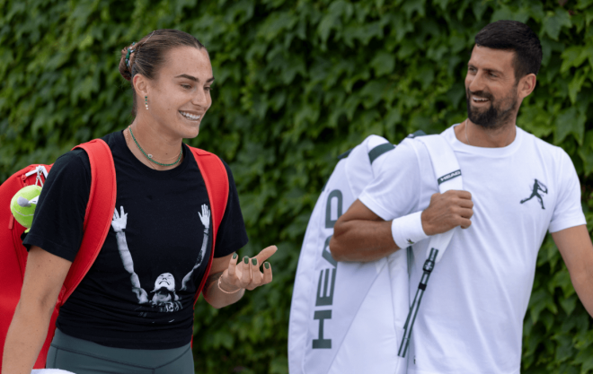 Sabalenka y Djokovic entrenan juntos en Wimbledon (FOTO: Wimbledon).