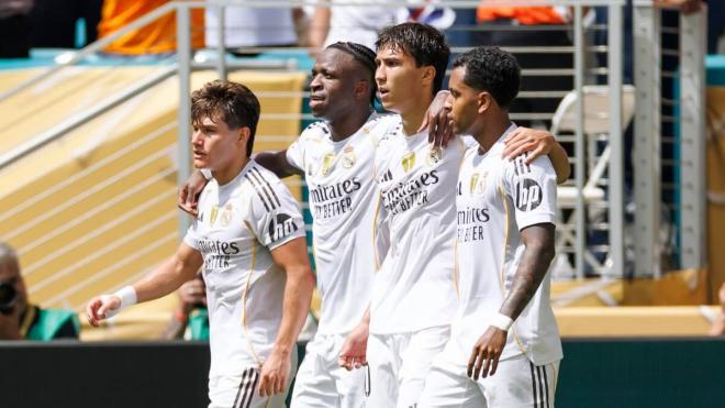 El Real Madrid celebrando un gol en el Mundial de Clubes (Redes Sociales)