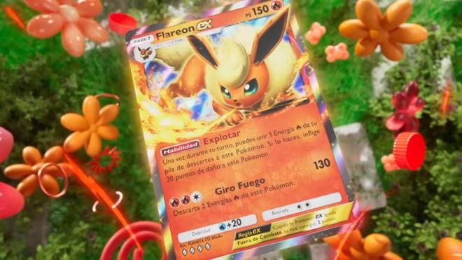 La renovada carta de Flareon EX en Pokémon Pocket (Arboleda de Eevee)