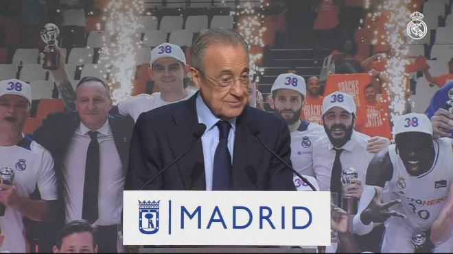 Florentino Pérez en la celebración de la 38ª Liga Endesa del Real Madrid