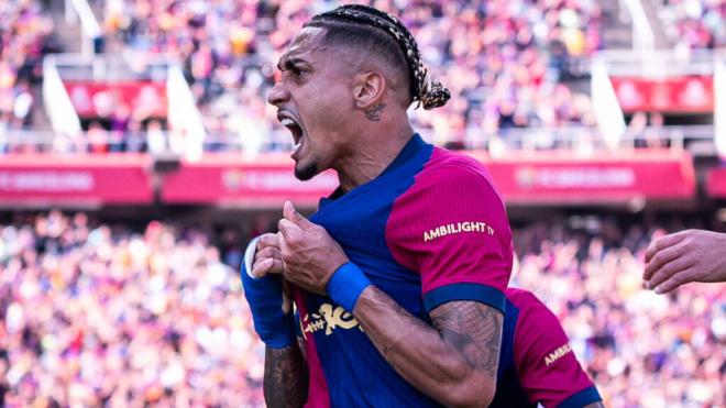 Raphinha celebrando un gol con el Barcelona (Cordon Press)