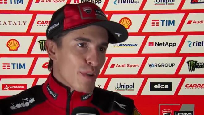 Marc Márquez da sus impresiones tras sus caídas en Assen (captura: DAZN)