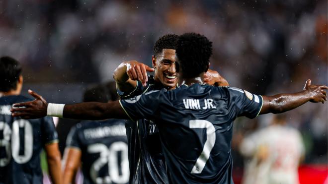 Jude Bellingham y Vinicius celebrando un gol en el Mundial de Clubes (Real Madrid)