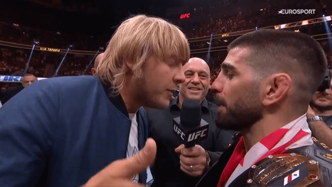 El cara a cara entre Ilia Topuria y Paddy Pimblett.