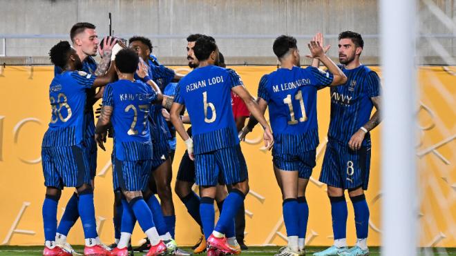Los jugadores del Al-Hilal celebrando un gol (Fuente: X)
