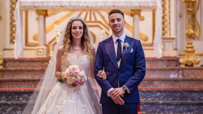 Diogo Jota y Rute Cardoso el día de su boda (Instagram: @diogoj_18)